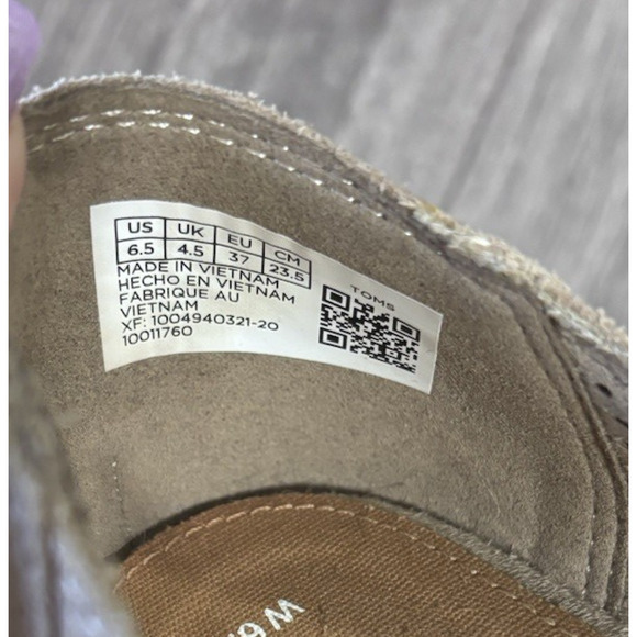 TOMS Jutti Ballet Flats 6.5 Taupe Perforated Slip On Comfort Walking Shoes - Picture 9 of 9